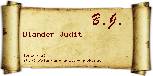 Blander Judit névjegykártya